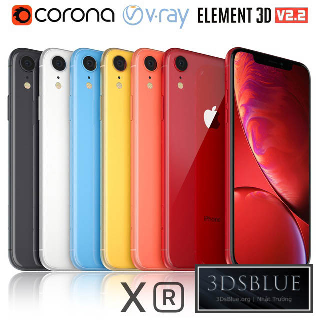 Apple iPhone Xr All colors 3DS Max - thumbnail 3