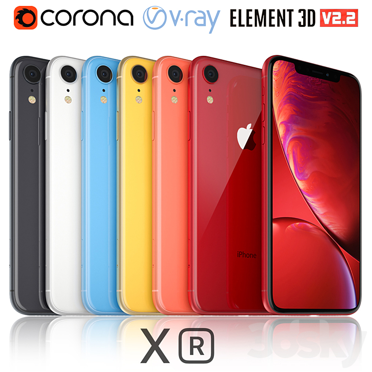 Apple iPhone Xr All colors 3DS Max - thumbnail 1