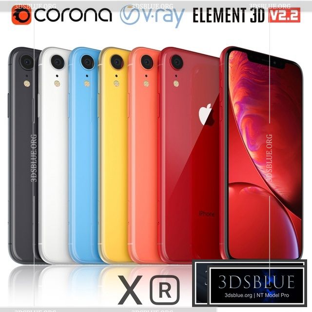 Apple iPhone Xr All colors 3DS Max - thumbnail 3