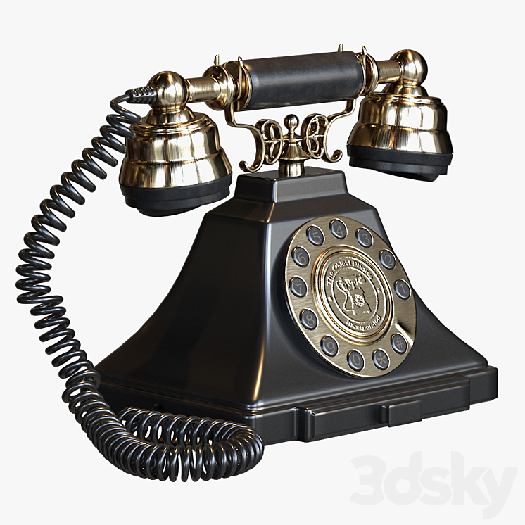 Classic Vintage Telephone with push button dial 3DS Max - thumbnail 1