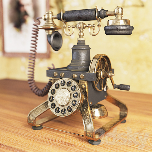 Eiffel Vintage Phone 3ds Max - thumbnail 2