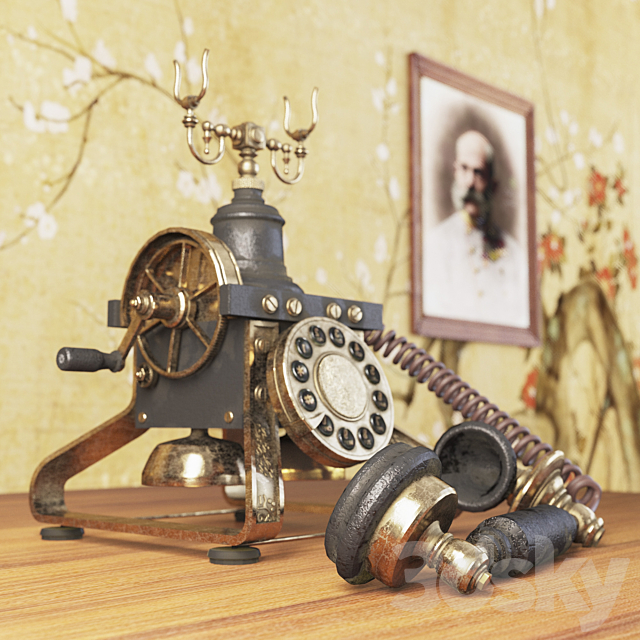 Eiffel Vintage Phone 3ds Max - thumbnail 3