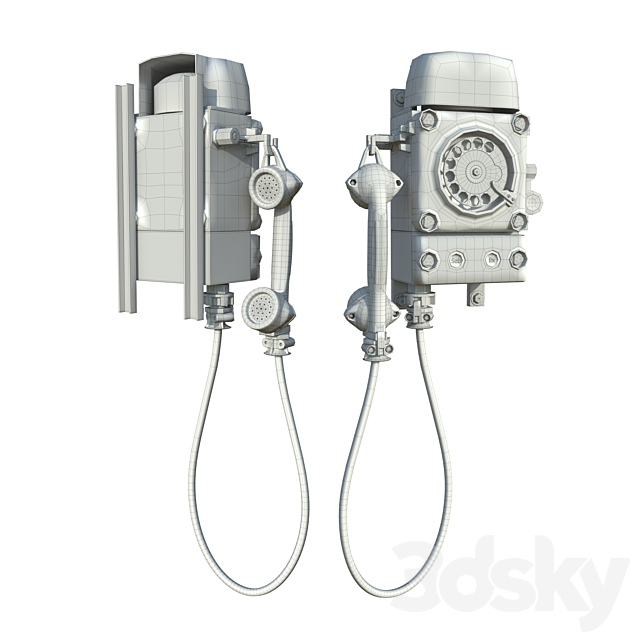 Industrial wall telephone Funke Huster 3ds Max - thumbnail 3