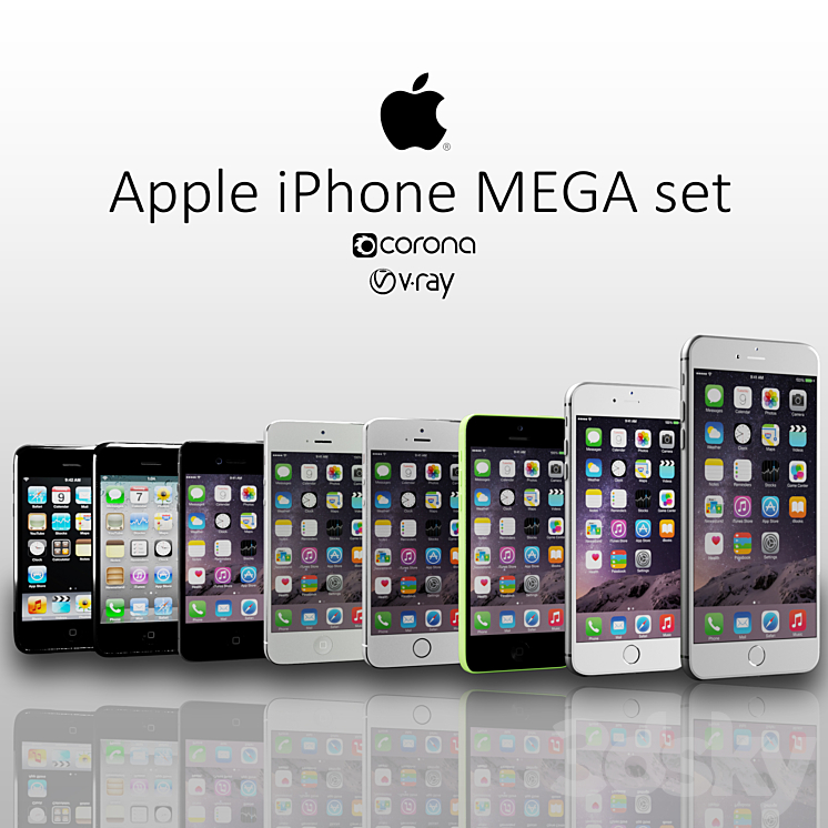 Iphone mega set 3DS Max - thumbnail 1