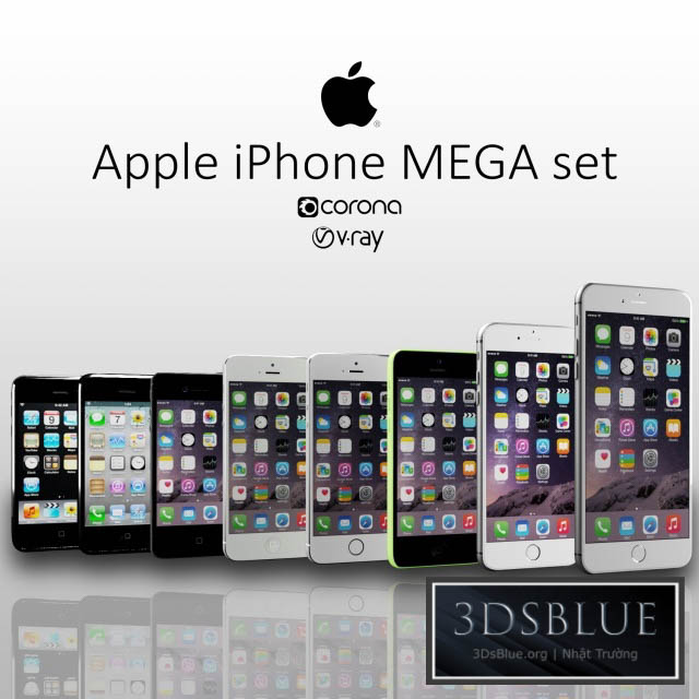 Iphone mega set 3DS Max - thumbnail 3