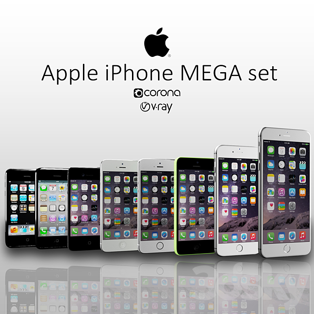 Iphone mega set 3DSMax File - thumbnail 1