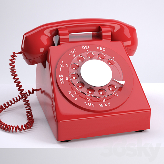 Old red phone 3ds Max - thumbnail 1