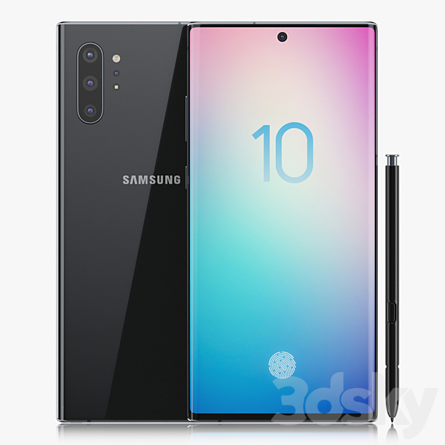 Samsung Galaxy Note 10 PLUS Black 3DSMax File - thumbnail 1