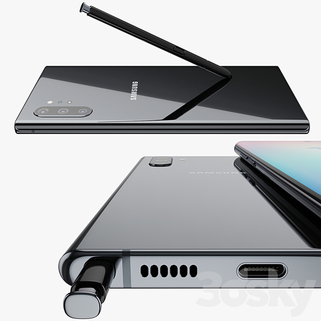 Samsung Galaxy Note 10 PLUS Black 3DSMax File - thumbnail 2