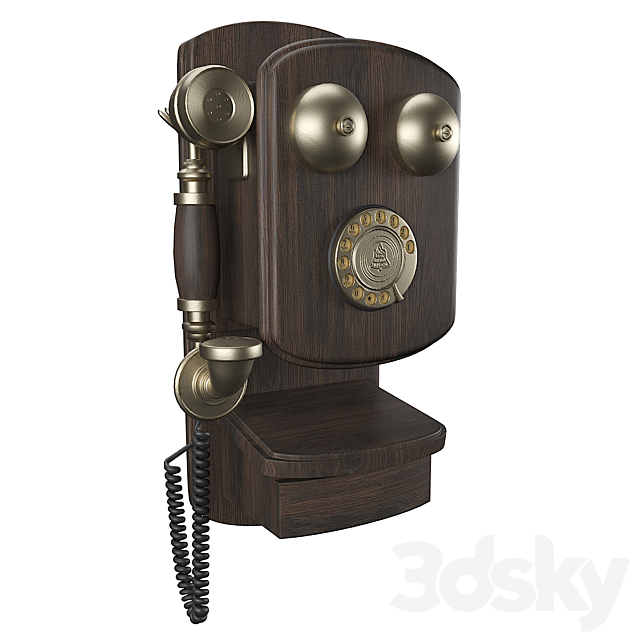 Vintage wall phone 3ds Max - thumbnail 2