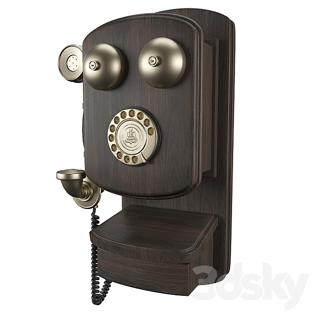 Vintage wall phone 3ds Max - thumbnail 3