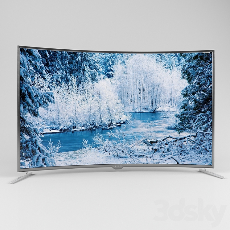 A huge TV with a curved screen 2500×1500 3DS Max - thumbnail 1