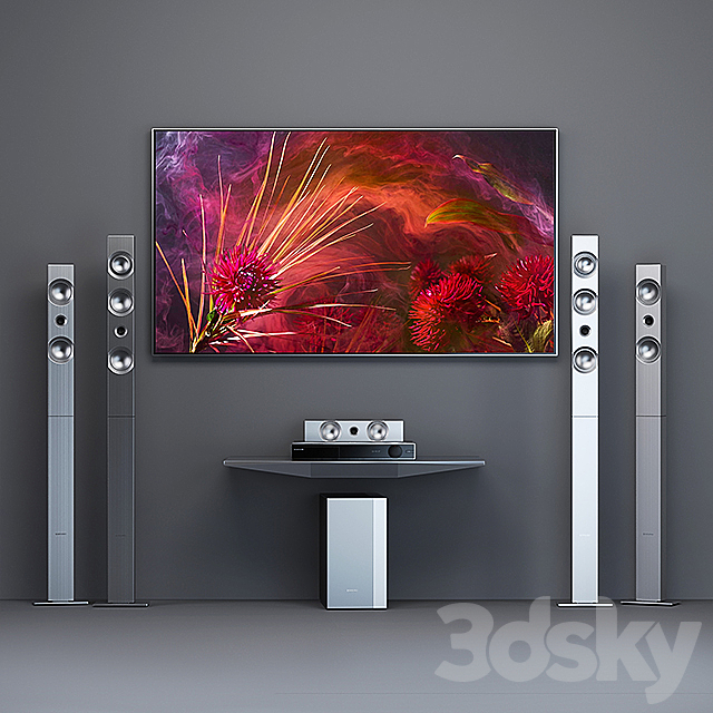 Home Theater Samsung HT-F9750W + tv Samsung Frame 3DSMax File - thumbnail 1