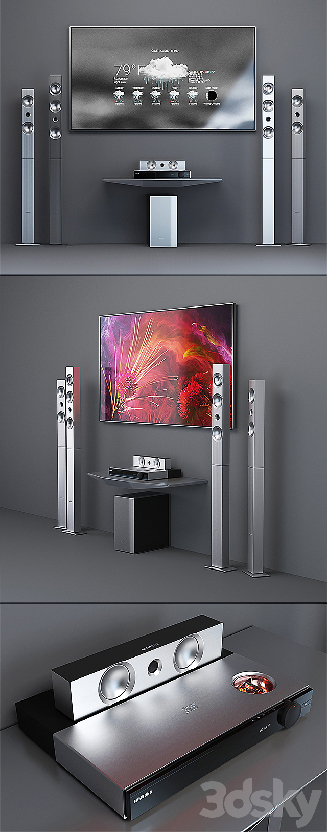 Home Theater Samsung HT-F9750W + tv Samsung Frame 3DSMax File - thumbnail 2