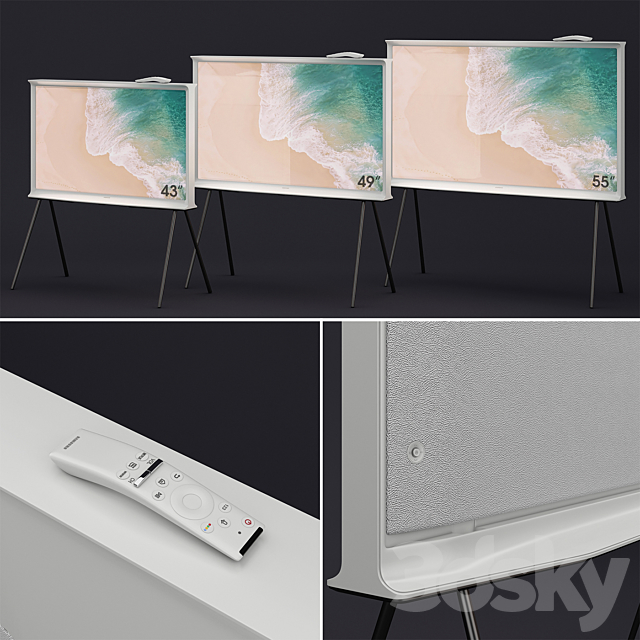 Samsung QLED The Serif TV white 3DS Max Model - thumbnail 2