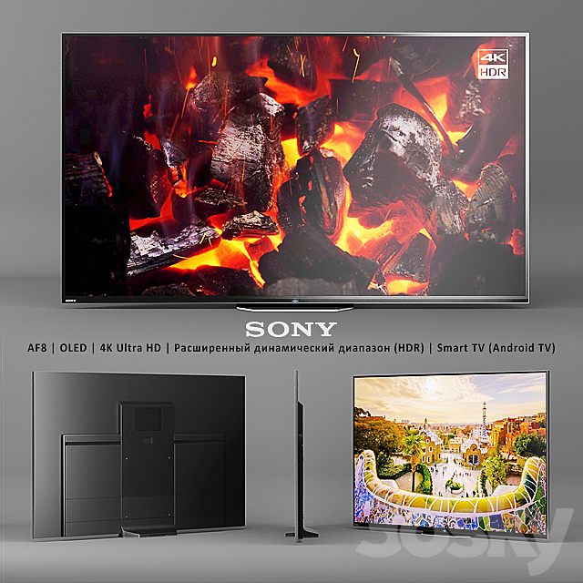 Sony AF8 | OLED | 4K Ultra HD | (HDR) | Smart TV (Android TV) 3DSMax File - thumbnail 1