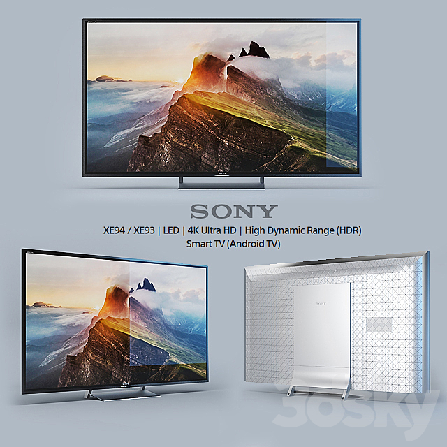 Sony XE94 _ XE93 | LED | 4K Ultra HD | High Dynamic Range (HDR) | Smart TV (Android TV) 3DSMax File - thumbnail 1