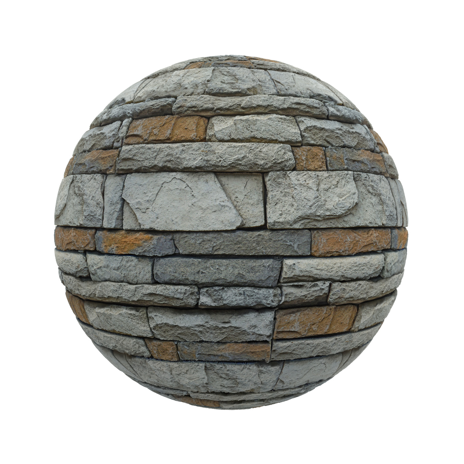 TEXTURES – STONES – CGAxis PBR Colection Vol 1 Stones – grey and orange stone bricks - thumbnail 1