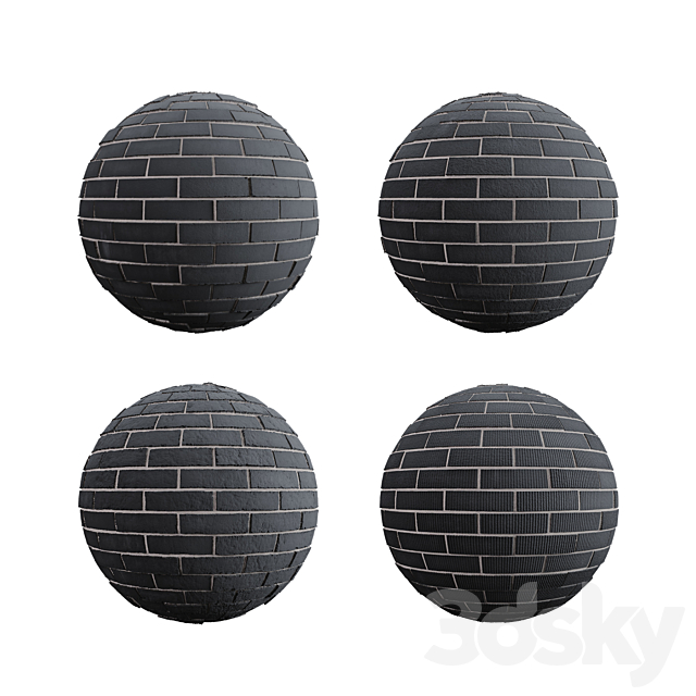 Black brick tiles 3DS Max Model - thumbnail 3