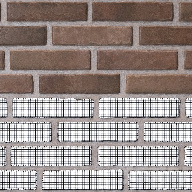 Brick brown masonry 3DS Max Model - thumbnail 2