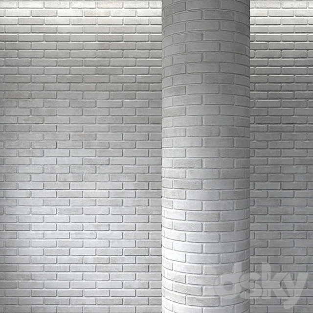 Brick white masonry 3ds Max - thumbnail 1