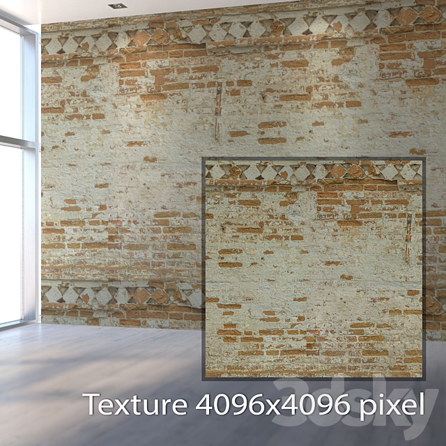 Old brick wall 1006 3ds Max - thumbnail 2