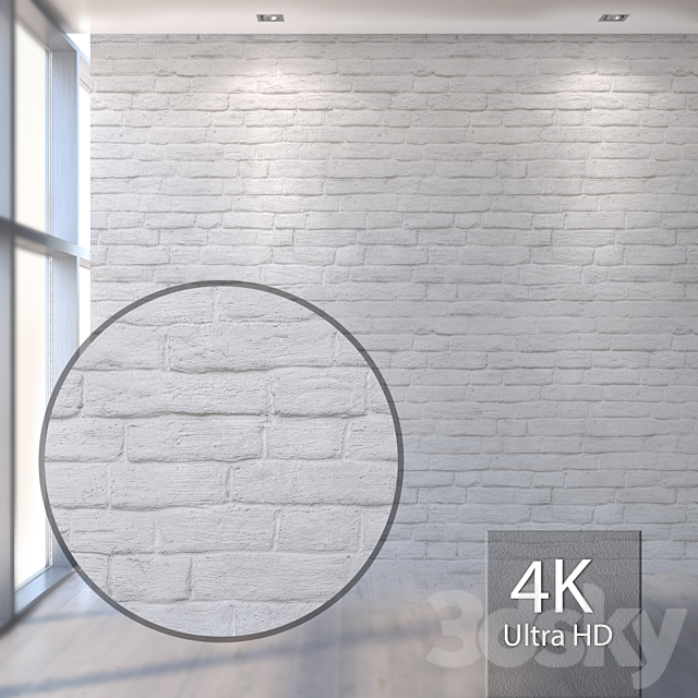 Plastered White Brick Wall 1048 3ds Max - thumbnail 1