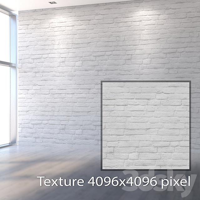 Plastered White Brick Wall 1048 3ds Max - thumbnail 2