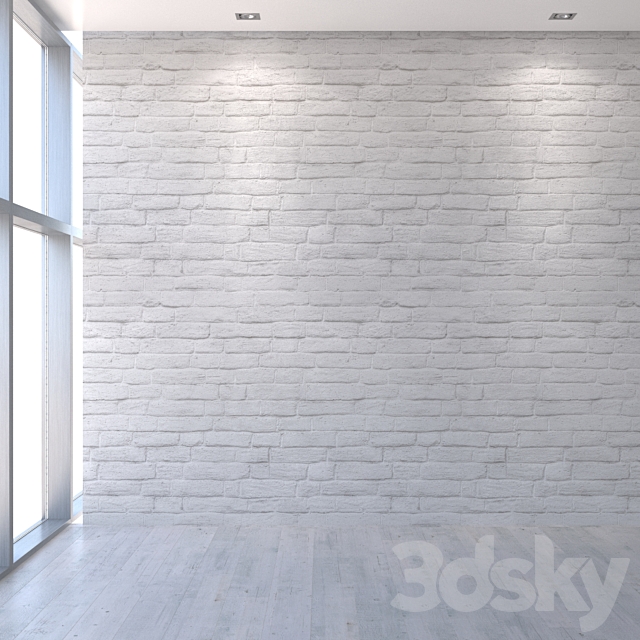 Plastered White Brick Wall 1048 3ds Max - thumbnail 3