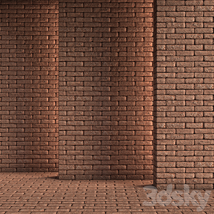 Red brick 01 3DS Max Model - thumbnail 1