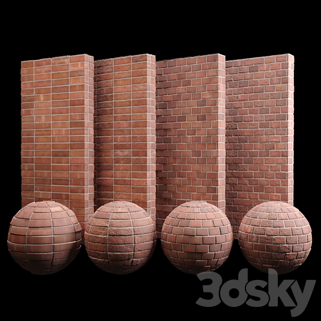 Red Brick Tiles 02 3ds Max - thumbnail 1