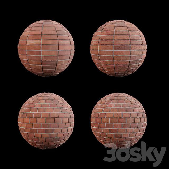 Red Brick Tiles 02 3ds Max - thumbnail 2