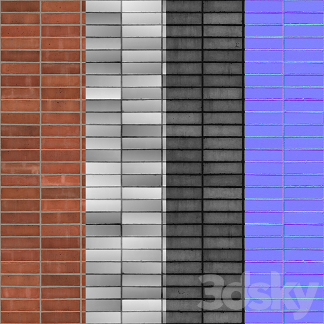 Red Brick Tiles 02 3ds Max - thumbnail 3