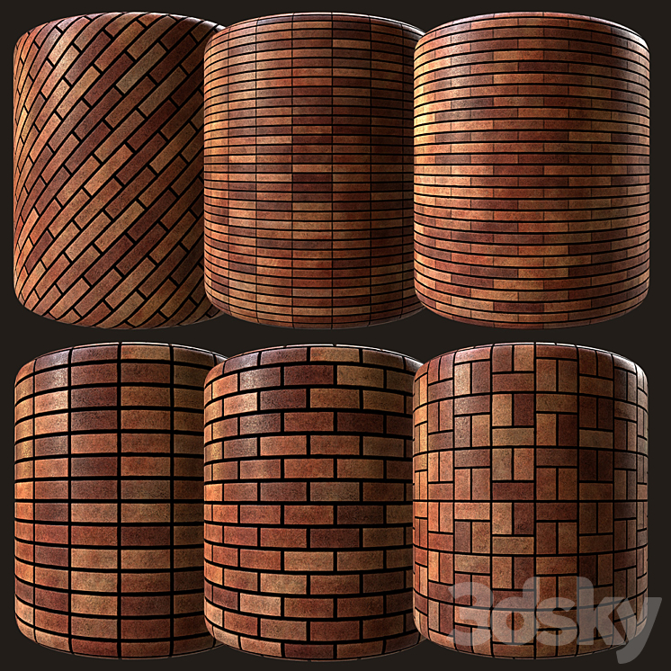 red rustic american brick 05 3DS Max Model - thumbnail 1