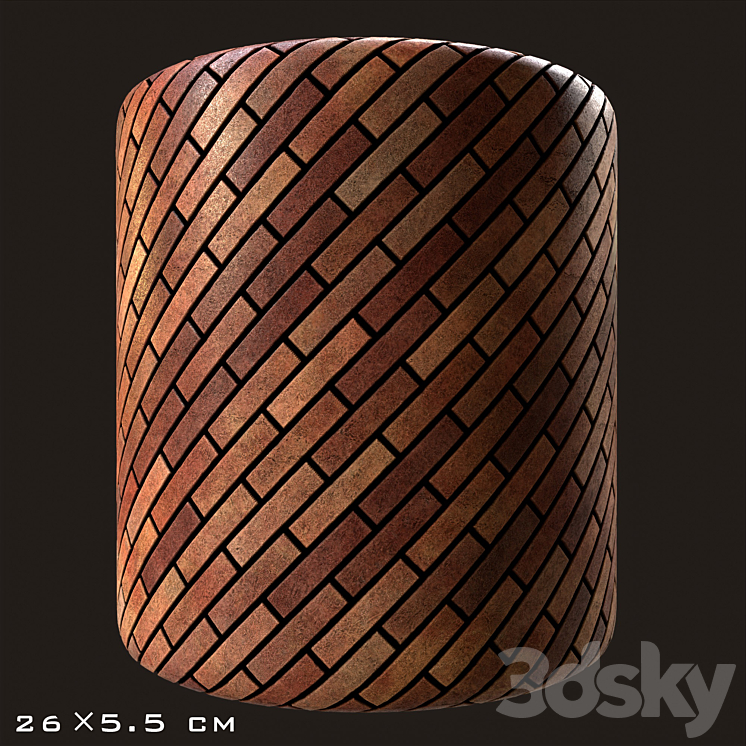 red rustic american brick 05 3DS Max Model - thumbnail 2