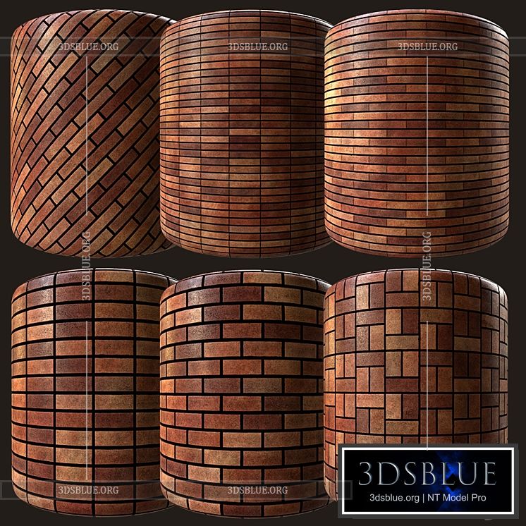 red rustic american brick 05 3DS Max - thumbnail 3