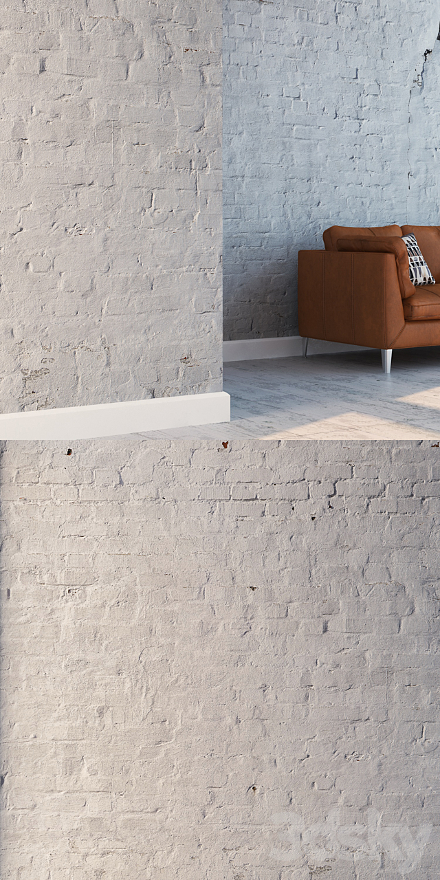 White brick 115 3ds Max - thumbnail 3