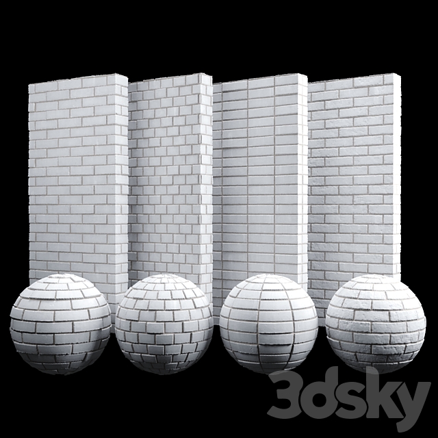 White fine brick tiles 3ds Max - thumbnail 1