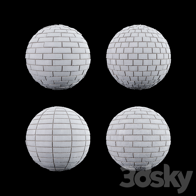 White fine brick tiles 3ds Max - thumbnail 2