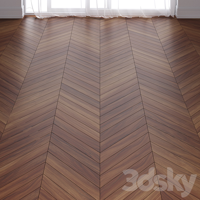 Brown Teak Wood Parquet Floor in 3 types 3ds Max - thumbnail 1