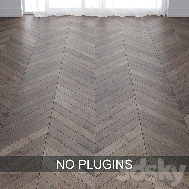 Gray Oak Wood Parquet Floor Tiles vol. 015 in 3 types 3ds Max - thumbnail 1