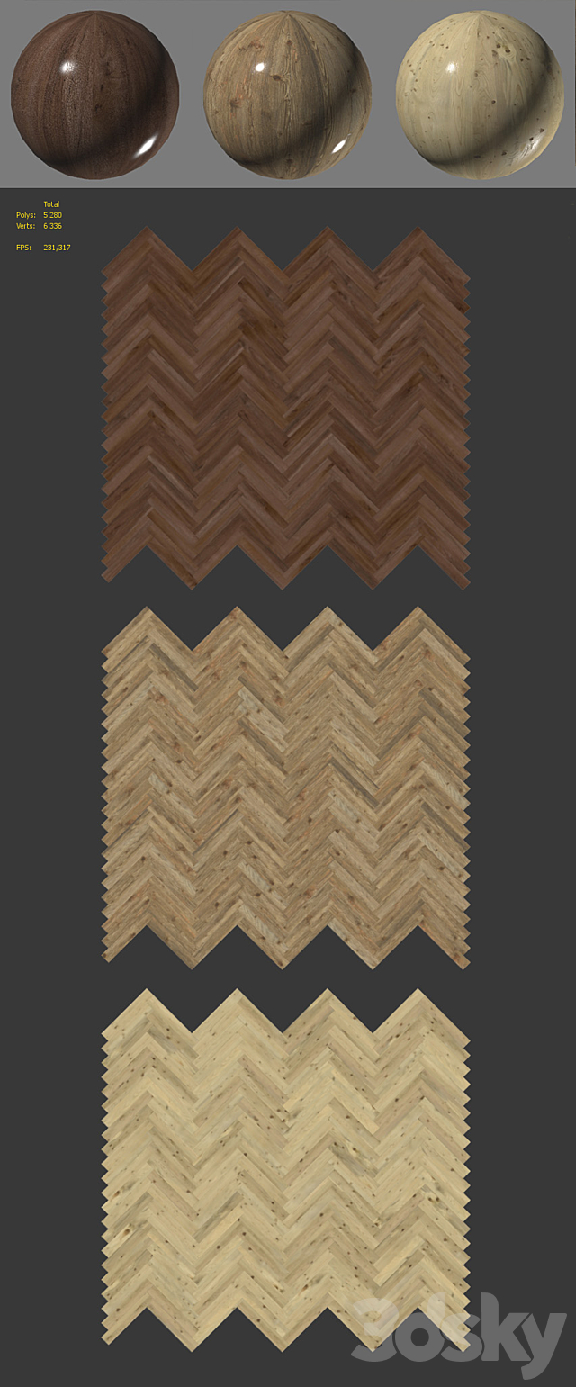 Herringbone parquet. 3 types 3DSMax File - thumbnail 3