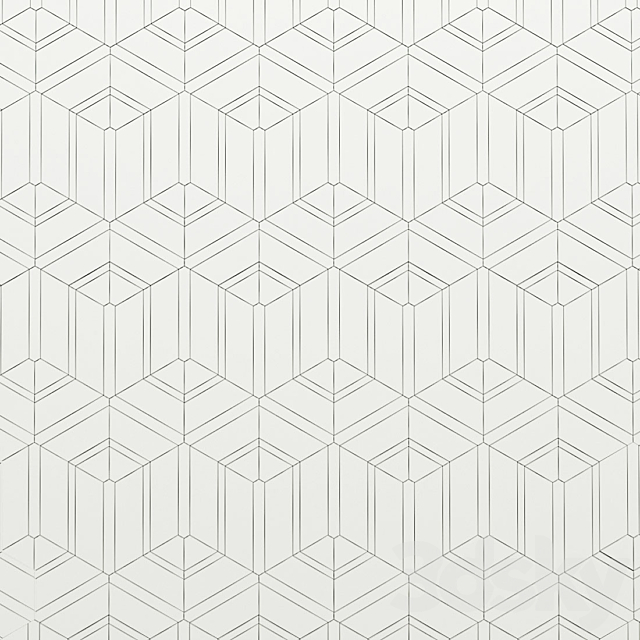 Marble tile hexagon and decor from New Ravenna mosaics 3ds Max - thumbnail 3