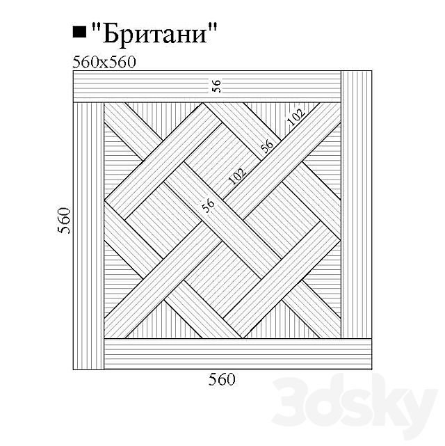 Modular Parquet Britani 3ds Max - thumbnail 2