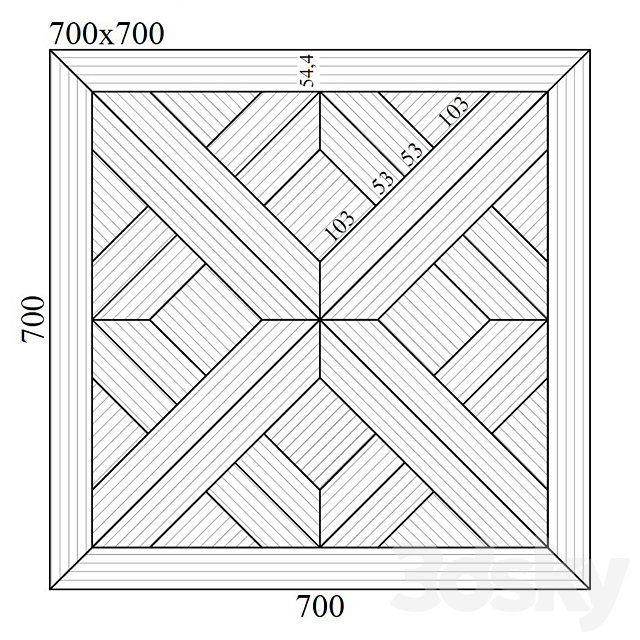 Modular Parquet Pierrefon 3ds Max - thumbnail 2