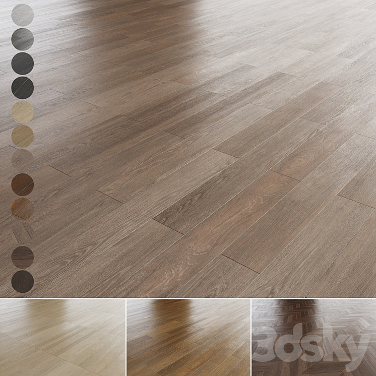 Oak parquet 12 colors. 3DS Max Model - thumbnail 1