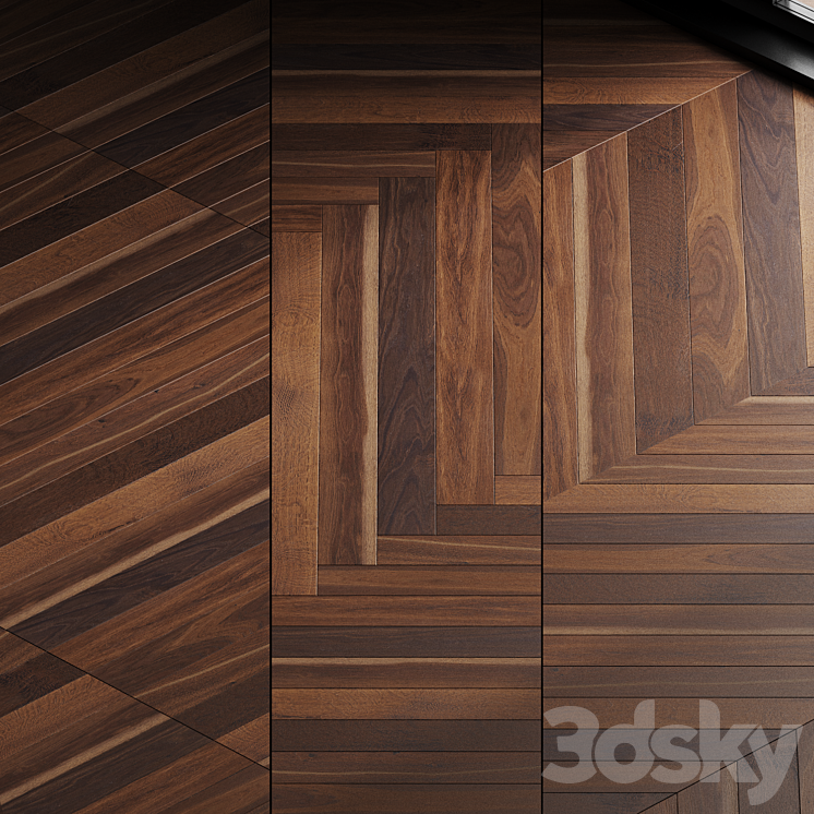 Oak parquet board 08 (wood floor set) 3DS Max Model - thumbnail 1