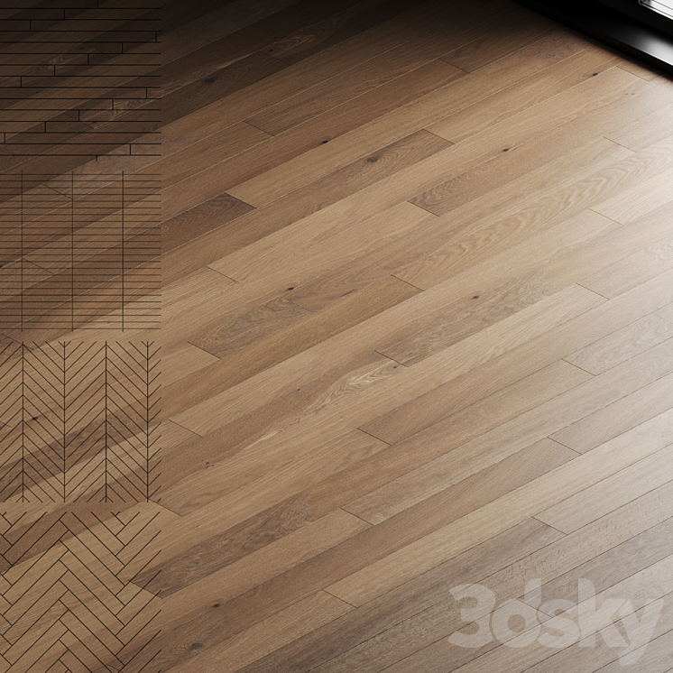 Oak parquet board 09 (wood floor set) 3DS Max Model - thumbnail 1