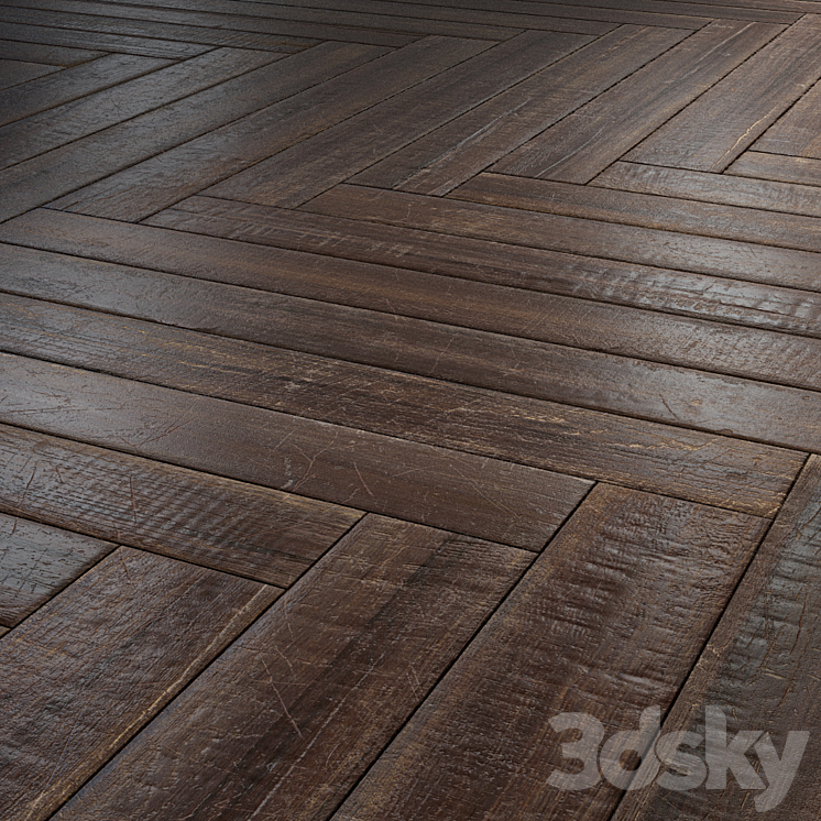 Old Herringbone Parquet – PBR textures 3DS Max Model - thumbnail 1