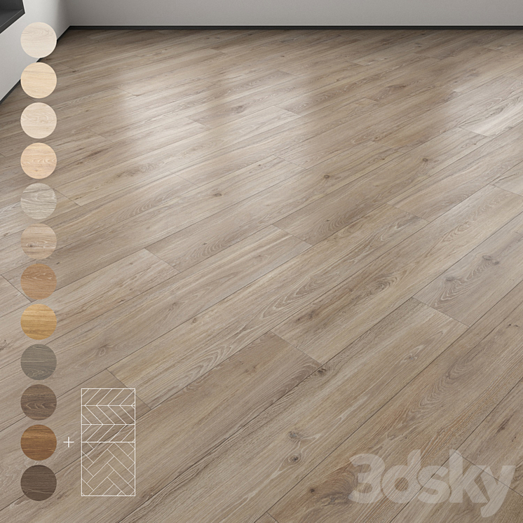 Parquet 12 colors Linear herringbone chevron setmulti1 3DS Max Model - thumbnail 1